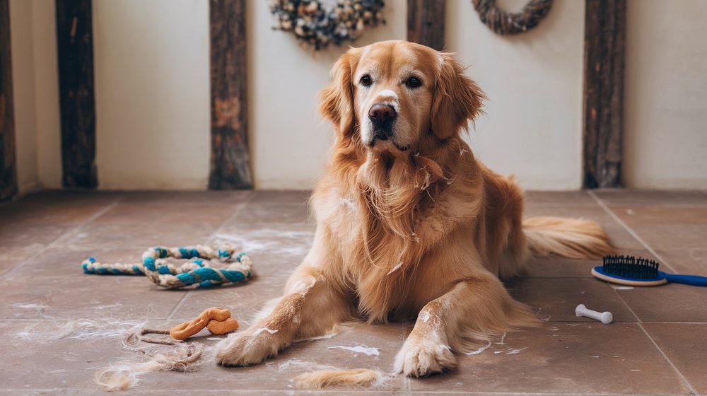 瘋狂掉毛的黃金犬